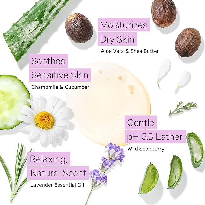 Tree to Tub Lavender Body Wash for Sensitive Skin and Dry Skin &amp Sensitive Skin Face Wash for Dry Skin - pH Balanced Moisturizing Body Wash &amp Hydrating Gentle Face Cleanser for Women &amp Men