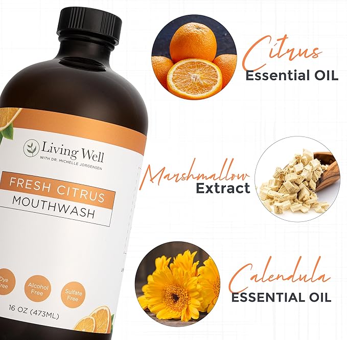Fresh Citrus Tooth Powder and Mouthwash Bundle Fluoride-Free Hydroxyapatite Oral Care for Kids and Adults Remineralizing Enamel Support Natural Dentist-Developed Formula