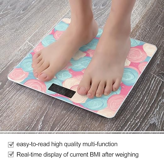 Cotton Candy Bathroom Scale Rounded Smart Scale for Body Weight Automatic Power On/Off Weight Scales Accurate Bathroom Digital Scales for Pet Home Bedroom Kitchen