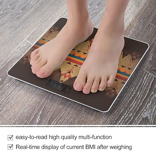 Native American Bathroom Scale Large LCD Backlight Display Digital Scale Rounded Corners Body Scales Automatic Power On/Off Bathroom Scales for Home Bedrooms