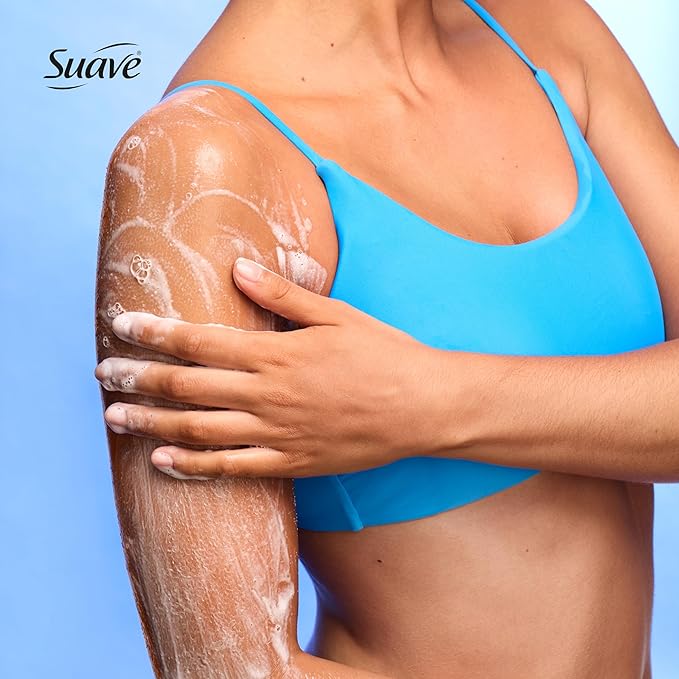Suave Vanilla Suede Exfoliating Body Wash &amp Scrub with Glycerin &amp Vitamin E Sulfate-Free Hydrating Cleanser for Soft Smooth Skin 6 Count 18 FL OZ