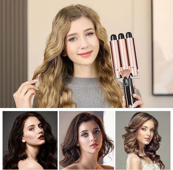 5 in 1 Curling Iron Set with 3 Barrel Curling Iron and 4 Interchangeable Ceramic Fast Heat Wand Hair Crimper Dual Voltage Hair Waver with Protective Glove &amp 2 Clips (Curling Wand （0.5-1.25)