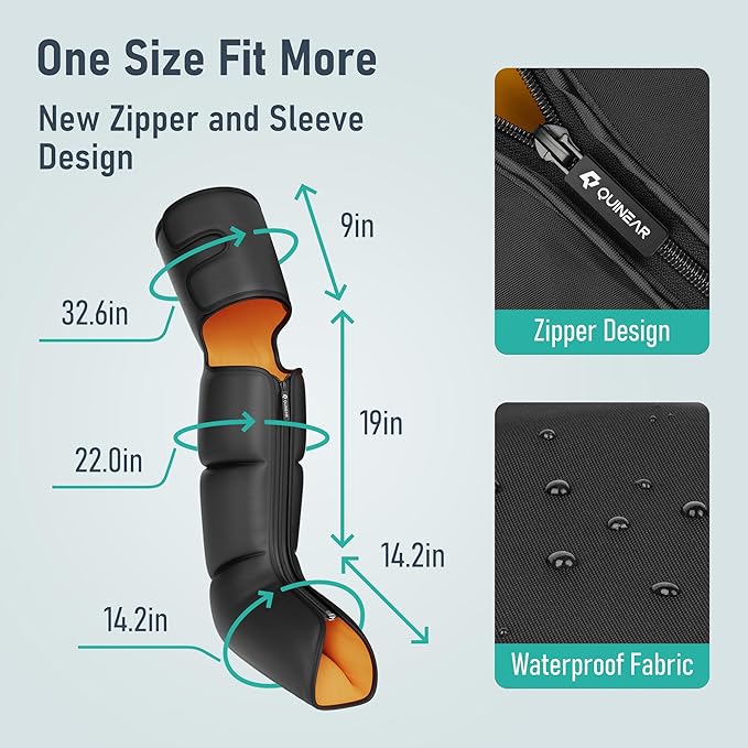 QUINEAR Leg Massager 3-in-1 Foot Calf &amp Thigh Massager with Heat and Compression Therapy Leg Massage Boots for Pain Relief FSA-HSA Eligible