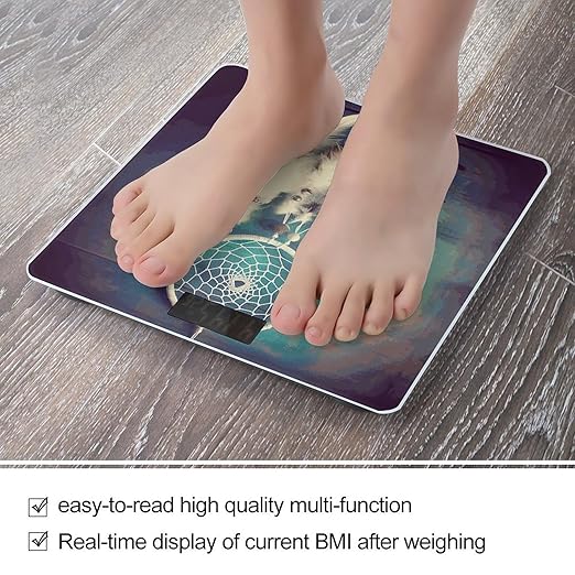 White Dream Catcher Feather_79253692 Bathroom ScaleHighly Accurate Digital Weighing Machine for People Bright LED Display Weight Scale for The Aldult Home Use
