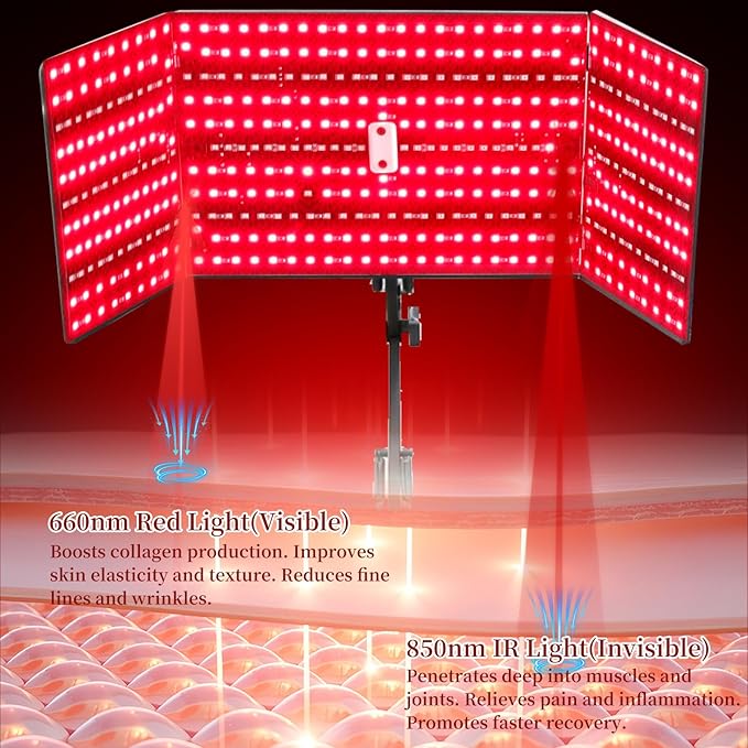 Red Light Therapy for Face and Body Red Infrared Light Therapy Lamp with Stand Led 660nm Red Light-Therapy &amp 850nm Infrared Light Device for Body
