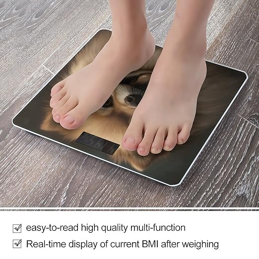 Cute Pomeranian Bathroom Scale Large LCD Backlight Display Digital Scale Rounded Corners Body Scales Automatic Power On/Off Bathroom Scales for Home Bedrooms