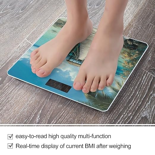 Tropical Pier Smart Scale for Body Weight Accurate Bathroom Scale with LED Display Digital Weight Scales Weighing Machine High Precision Scales for Bath Home