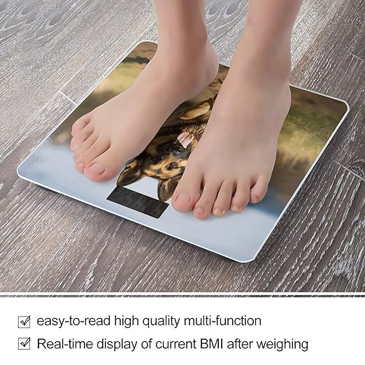 Running German Shepherd Dog Scale for Body Weight Highly Accurate Digital Bathroom Body Scale Digital Bathroom Scales for People Anti-Slip Large LCD Display Smart Scales