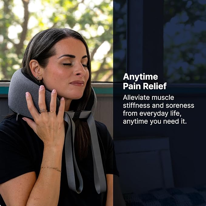 GhostBed Massaging Neck Pillow Shiatsu-Style Kneading Massager Comfortable Heated with Cover Wireless Portable Pillow Standard Size