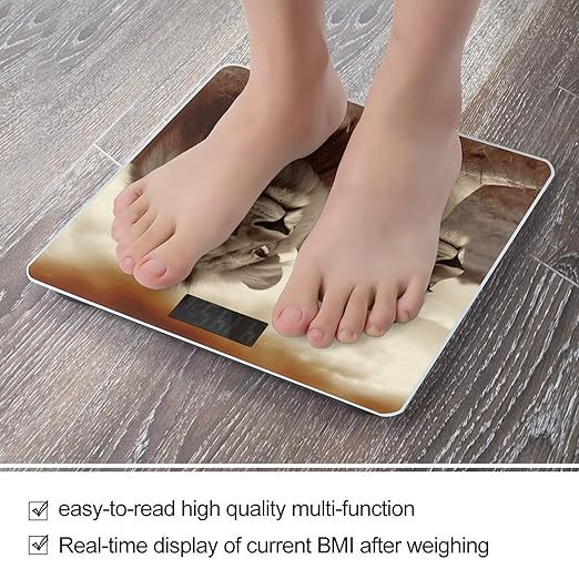 African Lion and Lioness Scale for Body Weight High Precision Digital Weight Scales with LCD Display Anti-Slip Sturdy Slim Tempered Glass Bathroom Scale for Home Use