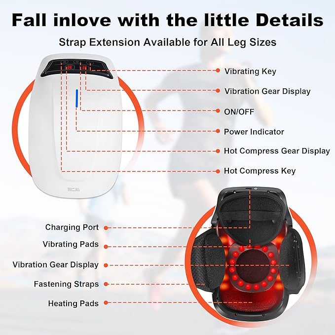 Knee Massager with Heat and Vibration Cordless Smart Massager for Joint Support and Muscle Relaxation