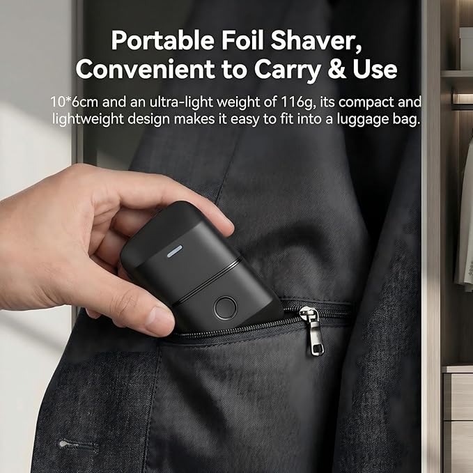Electric Razor for Men Protable Foil Shaver with Double Floating Blade &amp UV Lamp IPX7 Electric Shavers for Men Cordless Razor with Auto Travel Lock USB-C Rechargeable Trimmer with Wet &amp Dr