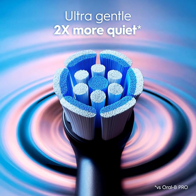 Oral-B Rechargeable Electric Toothbrush iO3 Limited Deep Clean 3 Cleaning Modes Visual Pressure Sensor to Protect Gums 2 Brush Heads Travel Case ICY Blue