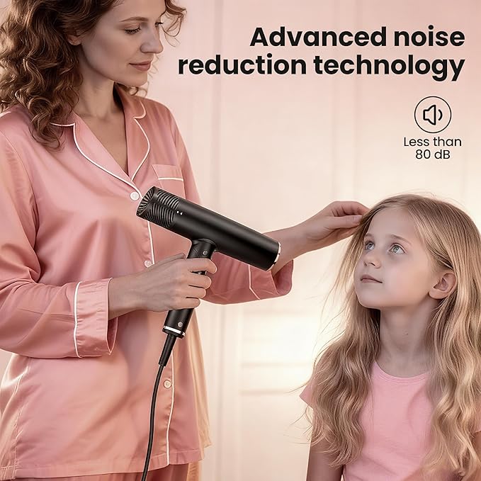 Hair Dryer with Diffuser Surfit Blow Dryer Foldable Travel Hairdryer 110000 RPM Professional Ionic Hair Dryer for All Hair Types 1 Min Fast Drying Precision Styling No Heat Damage