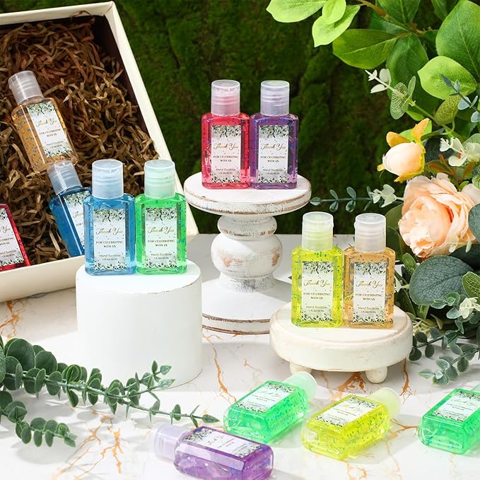 Gejoy 48 Pack Thank You Hand Sanitizer Bulk Wedding Party Favors for Guests Greenery Mini Hand Sanitizers Travel Size Hand Sanitizer Gifts for Baby Shower Bridal Bachelorette Shower Anniversary Favors