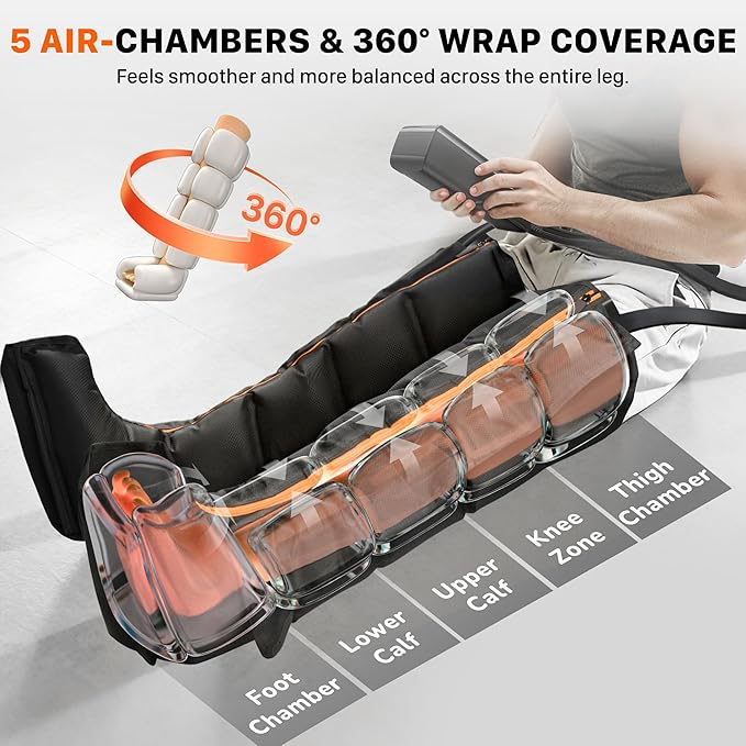 Air Compression Leg Recovery Boots : Sequential Full Leg Compression Massager System for Muscle Relaxation &amp Relief - 11 Intensity 6 Modes 3 Heat for Athletes &amp Gym (Small)