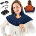 Portable Cordless Heating Pad for Neck Shoulders &amp Back - Rechargeable Battery Operated Heating Pad with 3 Heat Settings Birthday Gift for Women Weighted Neck Warmer for Pain Relief (Navy Blue)