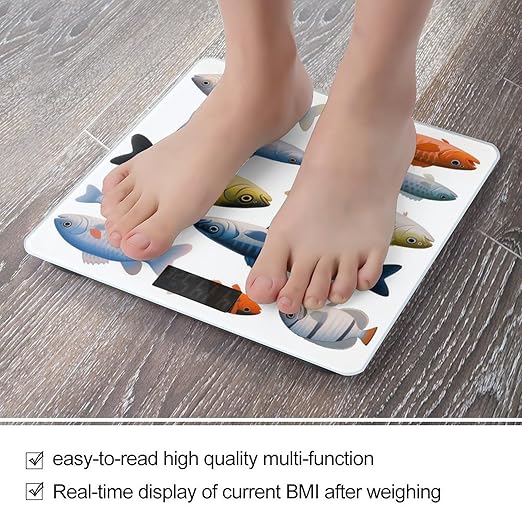 Different Fish Smart Scale for Body Weight Accurate Bathroom Scale with LED Display Digital Weight Scales Weighing Machine High Precision Scales for Bath Home