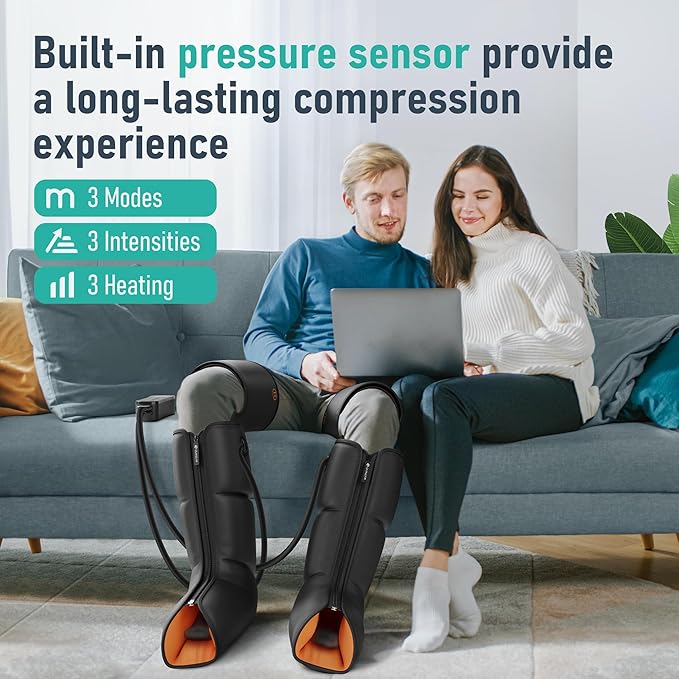 QUINEAR Leg Massager 3-in-1 Foot Calf &amp Thigh Massager with Heat and Compression Therapy Leg Massage Boots for Pain Relief FSA-HSA Eligible