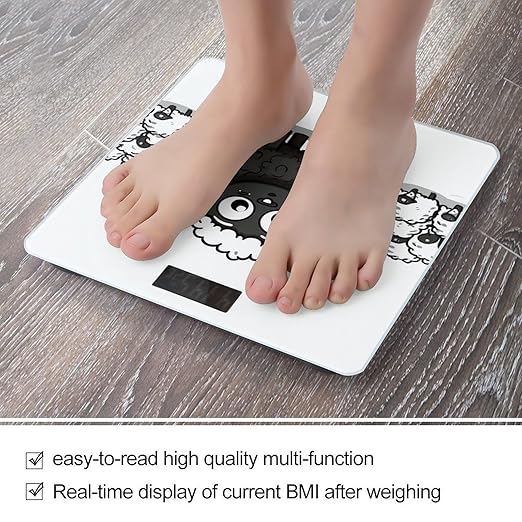 Cartoon Black White Sheep Bathroom ScaleHighly Accurate Digital Weighing Machine for People Bright LED Display Weight Scale for The Aldult Home Use