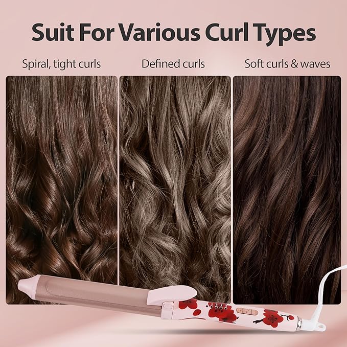 Savage Hair Curler Professional Curling Wand for Women Kyoto Design 1” inch Ceramic Plated Barrel PTC Heating Element 5 Temperature Settings 266° - 410° Auto Off 360° Swivel 9’ Foot ALCI Cord