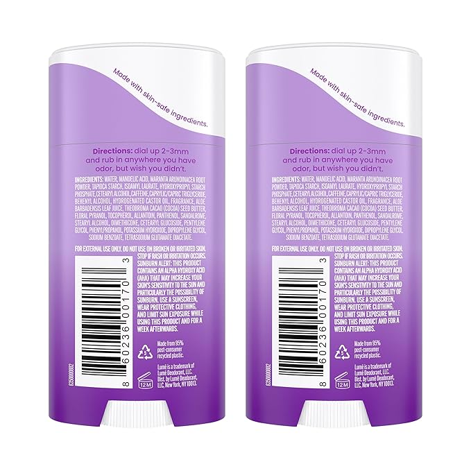 Lume Deodorant Cream Stick - Underarms and Private Parts - Aluminum-Free Baking Soda-Free Hypoallergenic and Safe For Sensitive Skin - 2.2 Ounce (Pack of 2) (Lavender Sage)