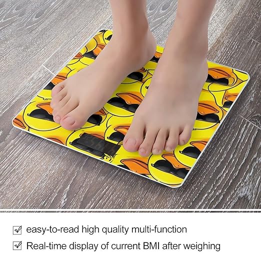 Men's Fashion Automatic Switch Digital Bathroom Weighing Scale Smart Scale Funny Sunglasses Yellow Rubber Duck