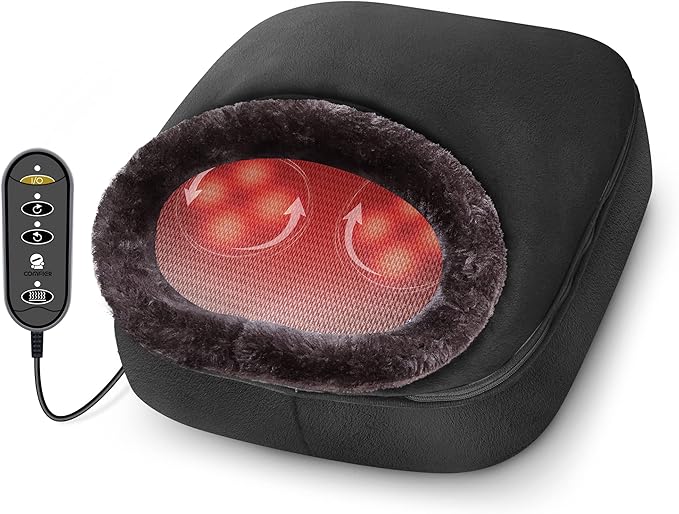 COMFIER Foot Warmer MassagerGifts for WomenMenShiatsu Foot Massager with Heat Electric Heating Pad for Back FeetBack Massager for Pain Relief(Black)