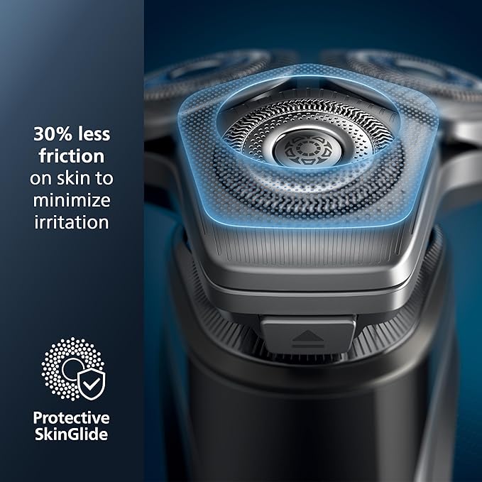 Philips Rechargeable Wet/Dry Electric Shaver Series 9000 with SenseIQ and Comfort Glide Ring Technology Battery Powered Silver