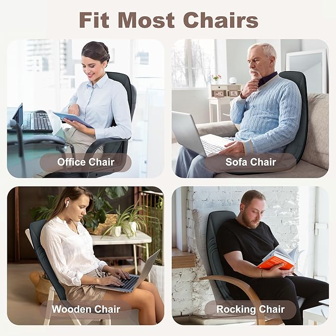 Vibration Back Massager with Heat Massage Chair Pad with 10 Vibration Motors &amp 2 Heating Levels Chair Massager for Recliner Office Chair Sofa