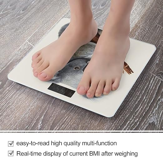 Koala and ButterflyScale for Body Weight with LCD High Precision Weighing Scales Fashion Sturdy Tempered Glass Weight Scales Easy-to-Read Digital Bathroom Scale for Daily 400lb