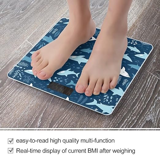 Sharksm Bathroom Scale Automatic Power On/Off Body Scales LCD Backlight Display Square Digital Scale Rounded Corners Bathroom Scales for Home Bedrooms
