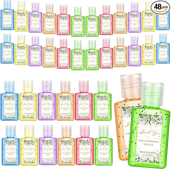 Gejoy 48 Pack Thank You Hand Sanitizer Bulk Wedding Party Favors for Guests Greenery Mini Hand Sanitizers Travel Size Hand Sanitizer Gifts for Baby Shower Bridal Bachelorette Shower Anniversary Favors