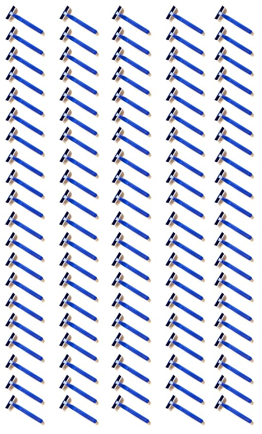 100 Box of Razor Blades Premium Disposable Stainless Steel Hospitality Quality Shavers High End Twin Blade Razors for Men and Women with Aloe Vera Lubrication Strip