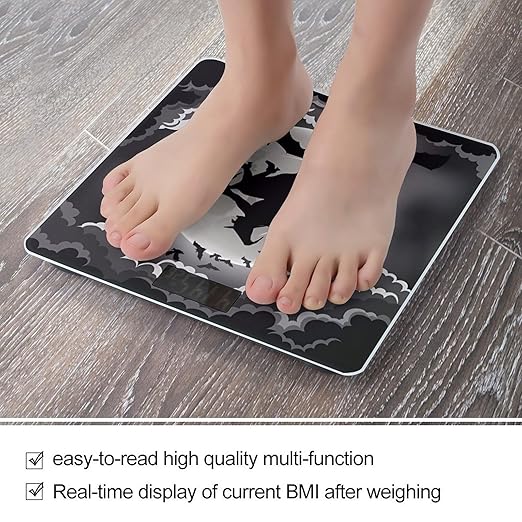 Halloween Witch Scale for Body Weight Anti-Slip Sturdy Tempered Glass Weighing Machine Highly Digital Accurate Bright LCD Bathroom Scale for Household Gift