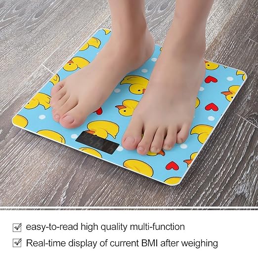 Smart Scale for Body Weight Automatic Switch Digital Bathroom Weighing Scale Pink Heart Polka Dots Blue Yellow Rubber Ducks
