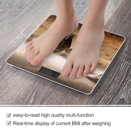 Wild Animals Elephants Scale with LCD Precision Weighing Scales Sturdy Tempered Glass Weight Scales Easy-to-Read Anti-Slip Weight Digital Bathroom Scale for Daily