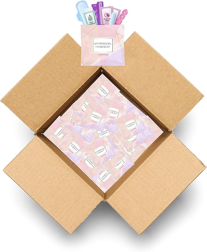 Light Rose Style Menstrual Kit All-in-One 60 Pack | Convenience on The Go | Period Kit Pack for Travelling Tweens &amp Teenagers or just When You’re Out | Individually Wrapped Feminine Hygiene Produ