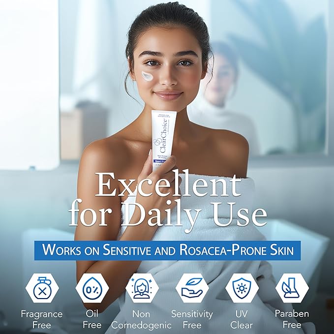 Clear Choice Sunscreen for Face SPF 45 Oil Free Sunblock &amp Light Moisturizer with Zinc Oxide Reef-Safe Broad Spectrum Water-Resistant No White Cast Dermatologist Recommended 4oz