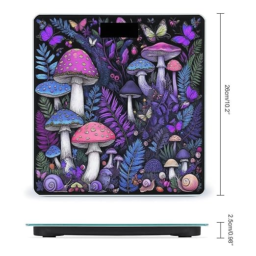 Automatic Switch Digital Bathroom Weighing Scale Smart Scale for Body Weight Witch Mystery Magic Mushroom Purple Leaf Trippy Mushrooms