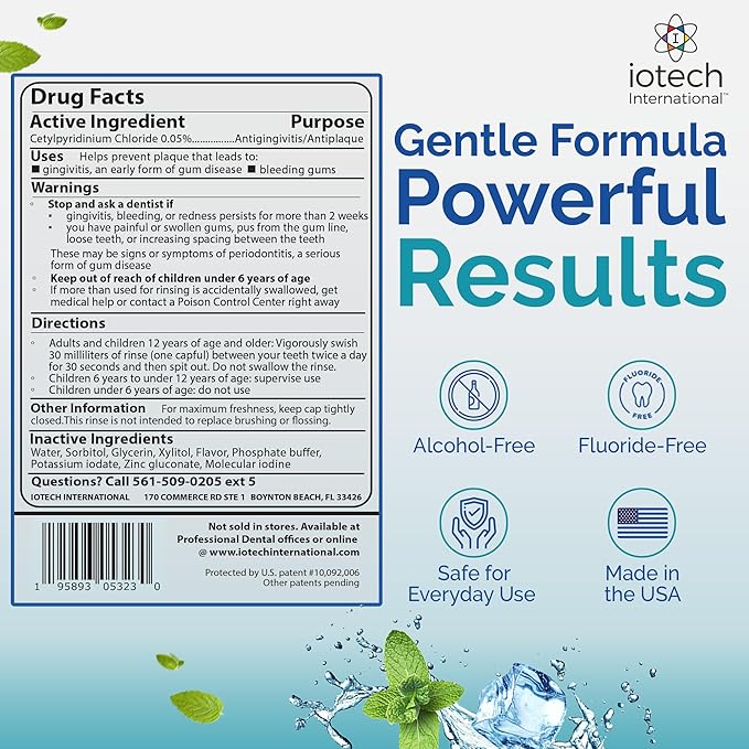 ioRinse Ultra: The Most Dentist-Recommended Periodontal Rinse &amp Gum Mouthwash of its Kind. Fights Gingivitis Bleeding Gums Dental Plaque &amp Bad Breath. With Molecular Iodine &amp Xylitol. No
