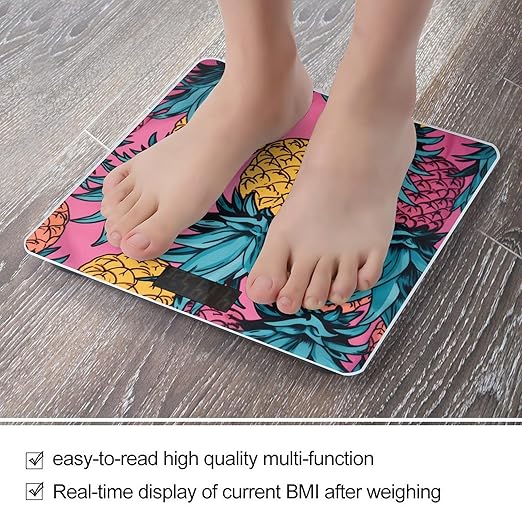 Color Pineapple Scale for Body Weight Precision Bathroom Weighing Scales with Back Lit LCD Display Sturdy Tempered Glass Body Weight Scales Digital Bathroom Scale 400lb