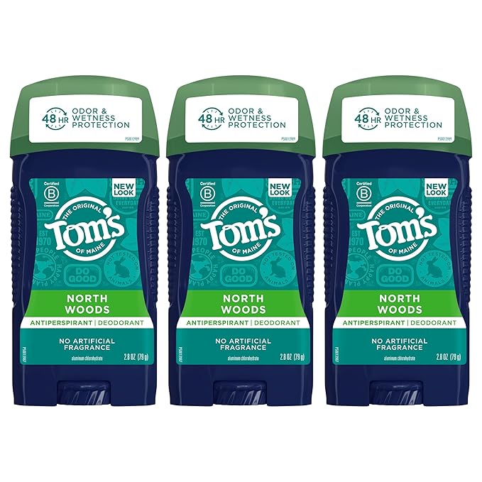 Tom's of Maine Antiperspirant Deodorant for Men North Woods 2.8 oz Pack of 3 (Packaging May Vary)
