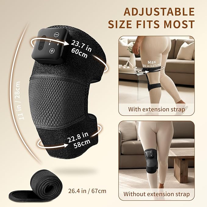 Nekteck Knee Massager with Heat - Cordless Heated Knee Brace with Vibration for Pain Relief Rechargeable Knee Heating Pad with 5 Heat Levels and 3 Massage Mode Ideal Gift for Mom Dad