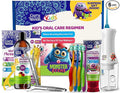 GuruNanda Kids Oral Care Regimen Kit with Toothpaste Butter On Gums Toothbrush Oil Pulling Mouthwash Giraffe Floss Picks Water Flosser &amp Tongue Scrapers