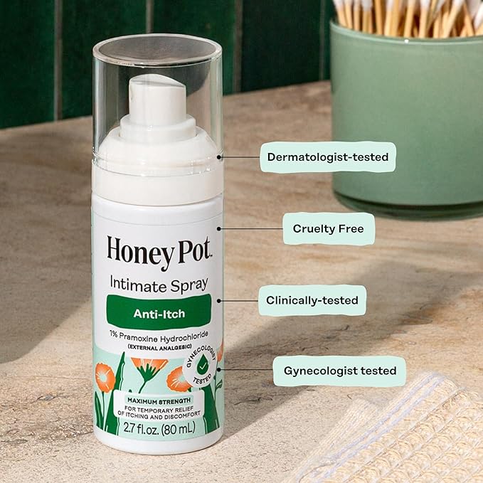 The Honey Pot Company - Feminine Anti-Itch Soothing Wash &amp Anti-Itch Spray Bundle - At Home or On the Go Wash &amp Medicated Spray to Relieve Itching &amp Discomfort - Maximum Strength - Feminin