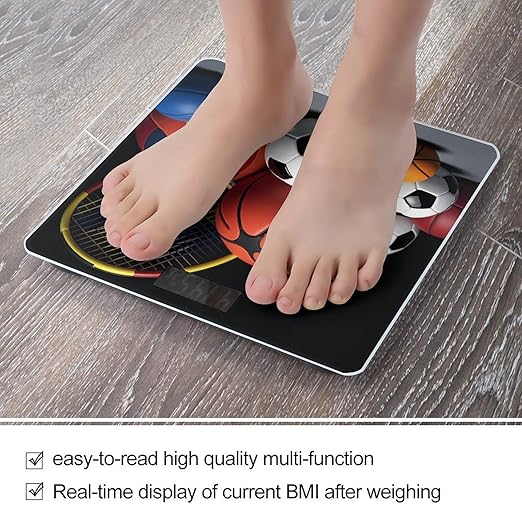 Sports Themed Smart Scale for Body Weight Accurate Bathroom Scale with LED Display Digital Weight Scales Weighing Machine High Precision Scales for Bath Home
