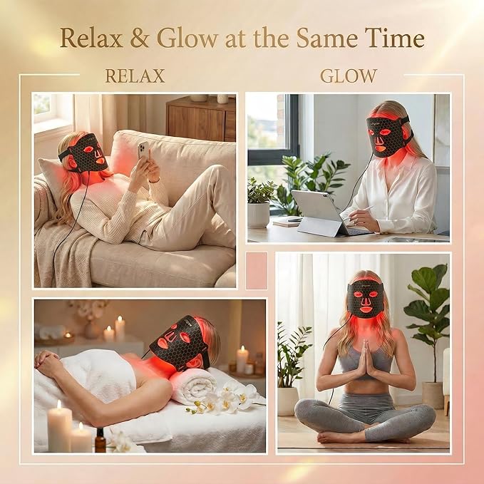 Red Light Therapy Mask for Face LED Face Mask Light Therapy with 7 Colors &amp Infrared Facial Skincare Device with Remote 10–30 Min Timer Silicone Mask for Radiant-Looking Skin at Home