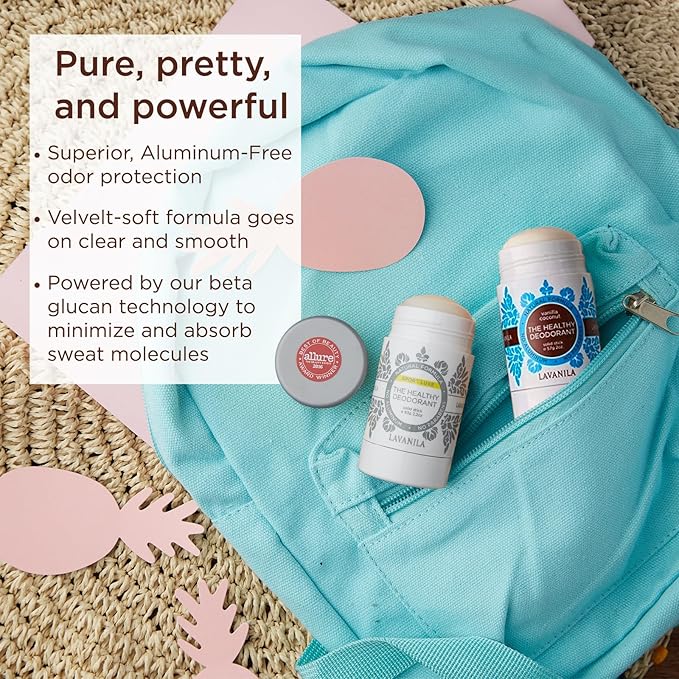 Lavanila Aluminum Free Natural Deodorant for Girls Vanilla Coconut + Sport Luxe (2oz Each) - The Healthy Deodorant - Solid Stick Vegan