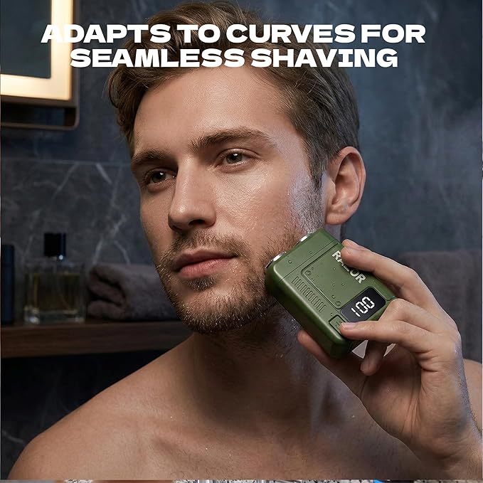 Men's Pocket Shaver Washable Double Head Razor USB Mini Portable Razor Rechargeable Waterproof Green Face Portable Battery Powered ShaverG SV001 Attachment